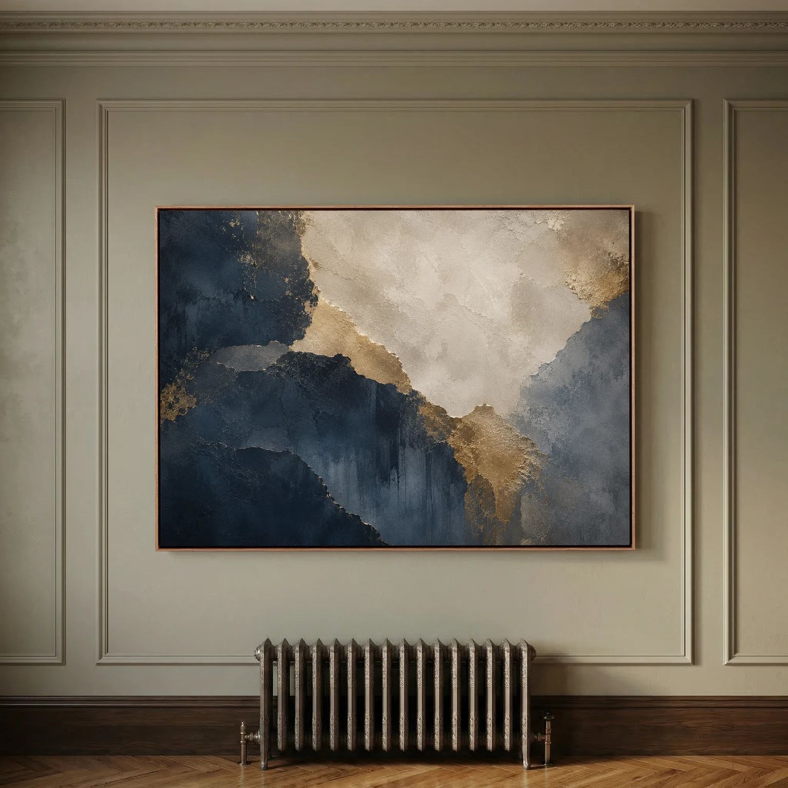Sapphire Reign – Luxury Blue & Gold Abstract Wall Art | Mens Wall Co.