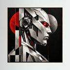 Intelligence Agent — Quadro di robot geometrico argento