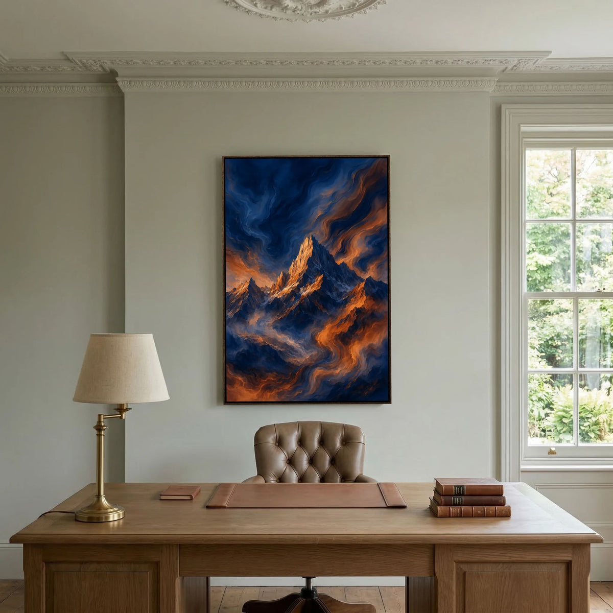 Burning Summit – Abstract Mountain Painting