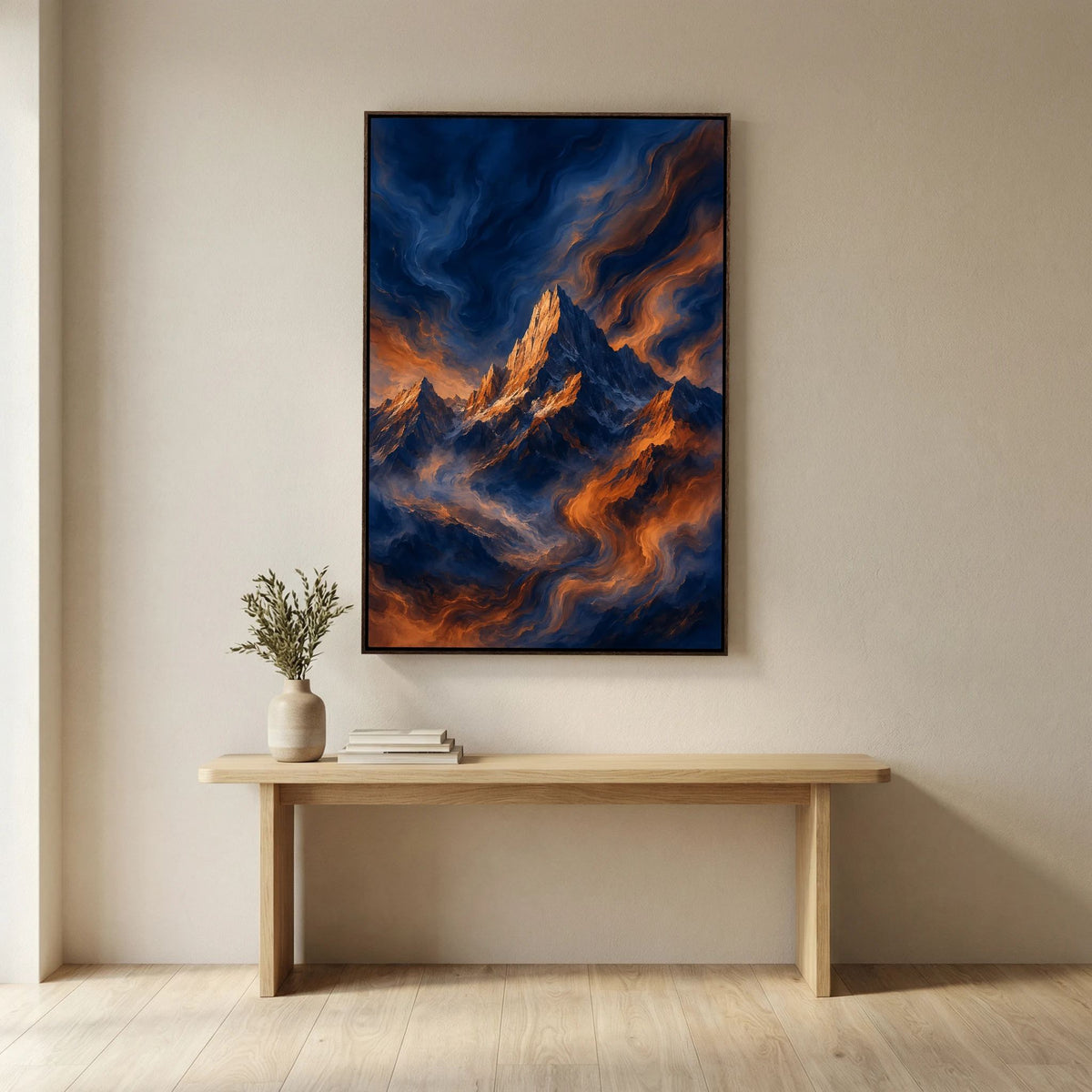 Burning Summit – Abstract Mountain Painting