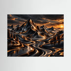 Golden Descent – Dipinto di tramonto in montagna