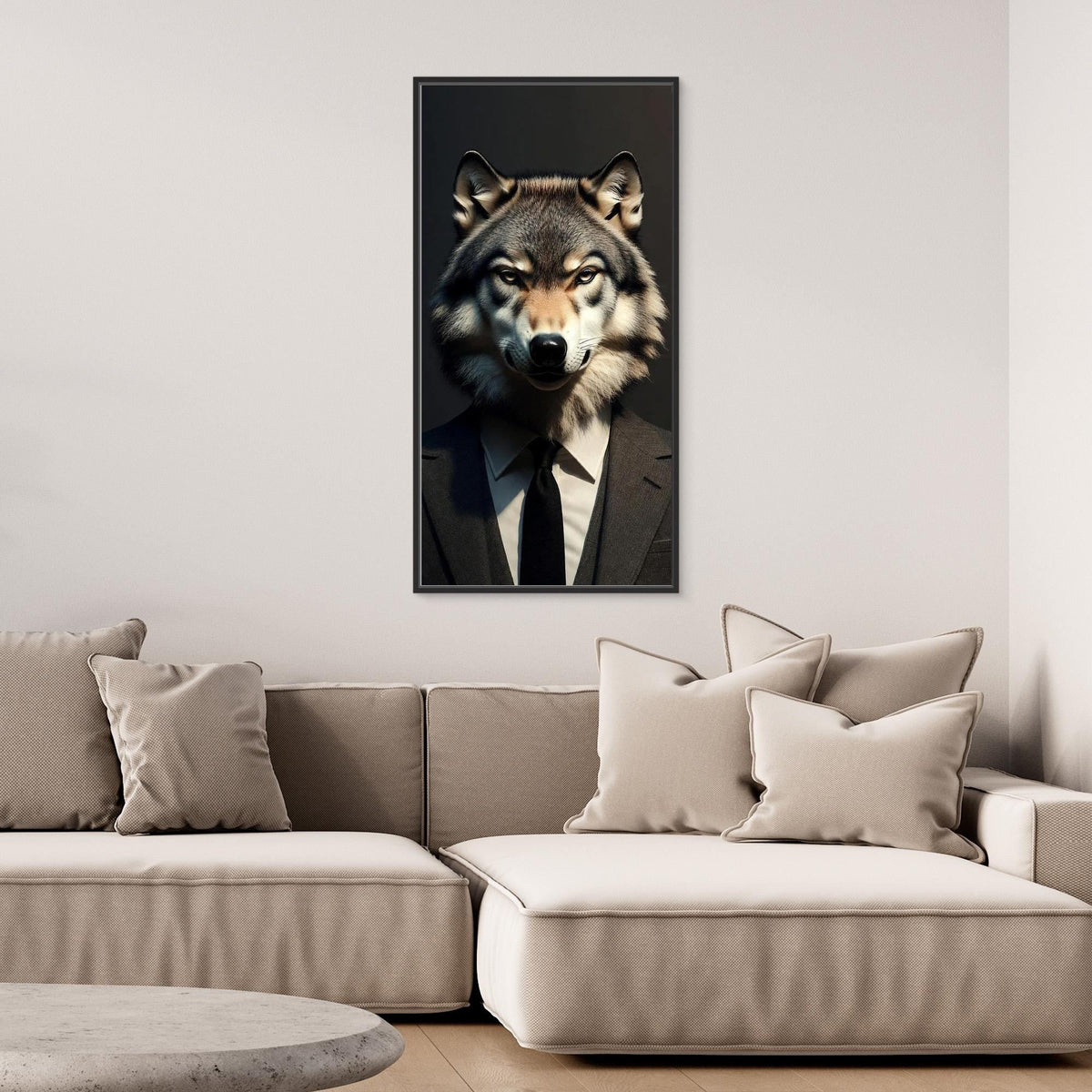 Alpha Executive – Quadro realistico di un lupo in abito