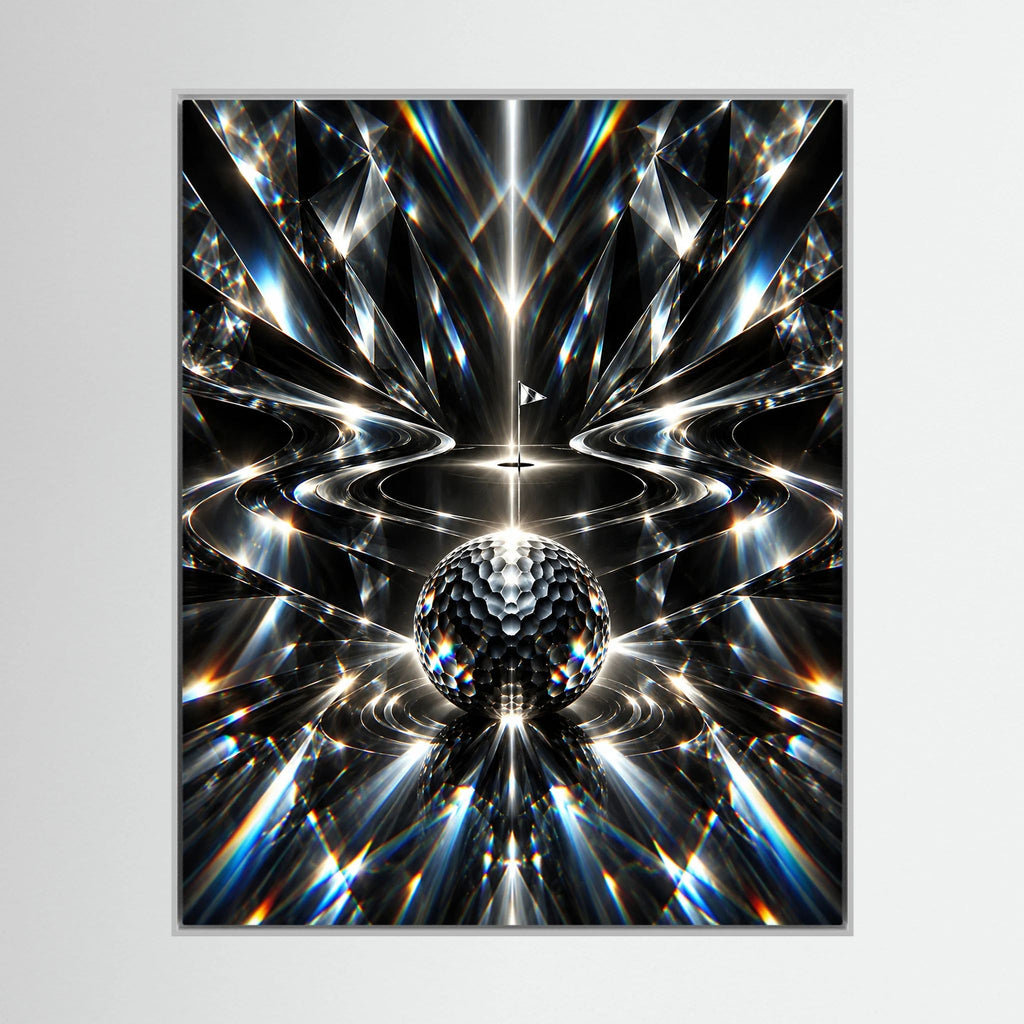 Crystal Links abstract golf wall art framed canvas in black frame