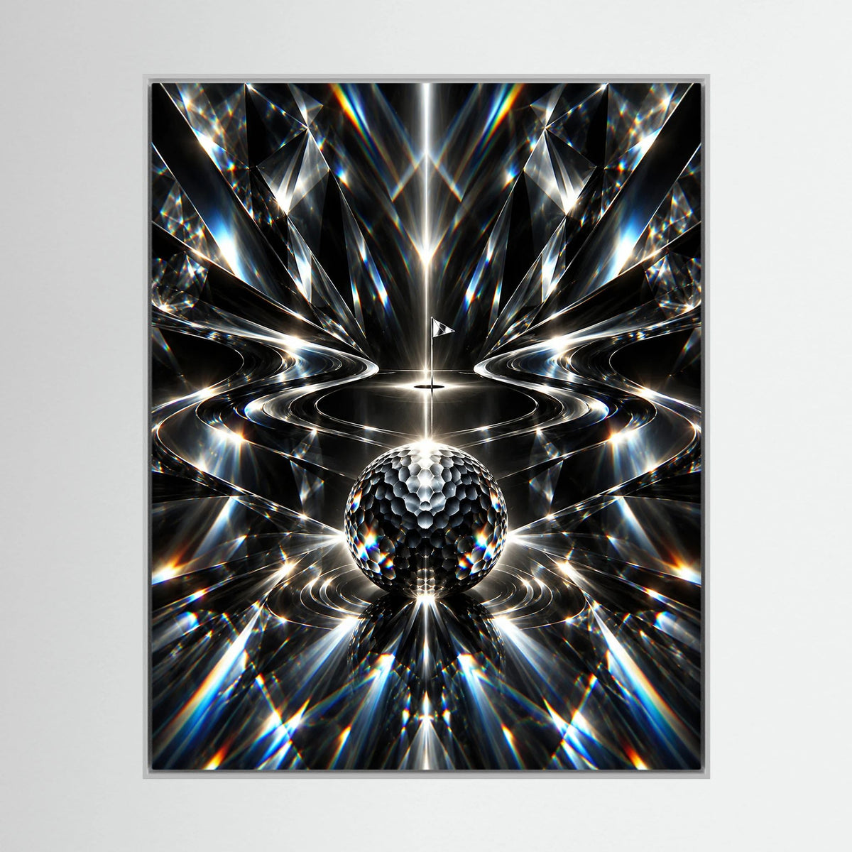 Crystal Links abstract golf wall art framed canvas in black frame