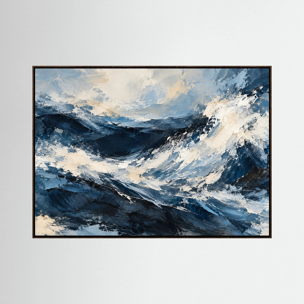 Abstract Ocean — Abstrakcyjne niebieskie fale z grzbietami w odcieniu kości słoniowej