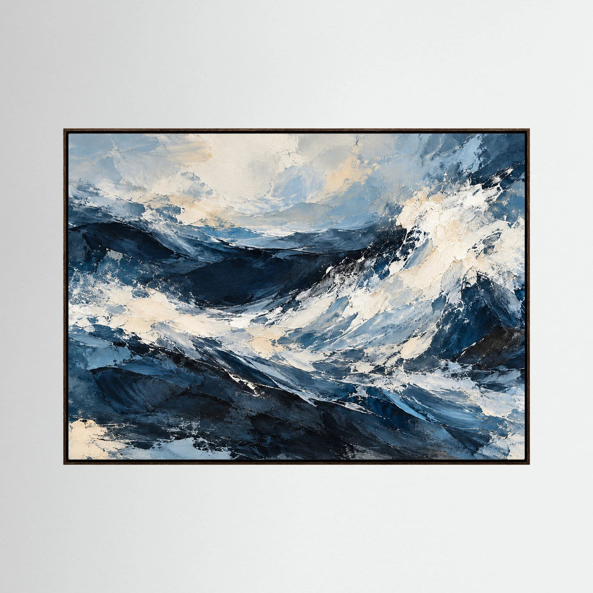 Abstract Ocean — Abstrakcyjne niebieskie fale z grzbietami w odcieniu kości słoniowej