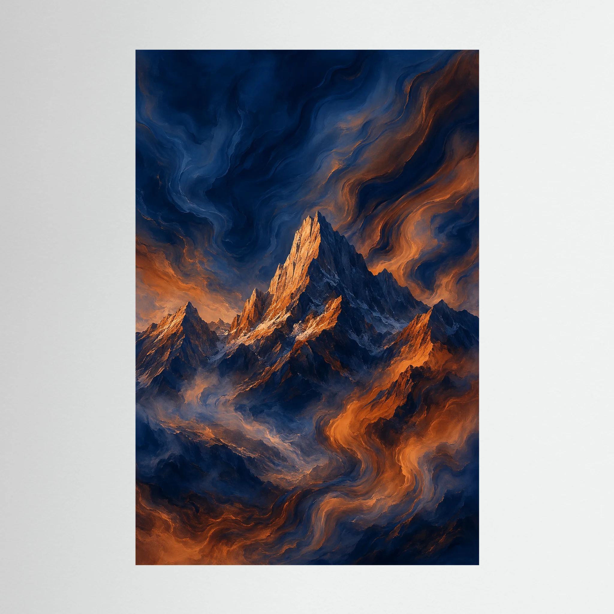 Burning Summit – Abstract Mountain Painting
