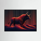 Toro dalle linee neon in un paesaggio fluido