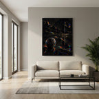 Prismatic Green – arte golfistica contemporanea, tela con cornice nera