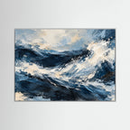 Abstract Ocean — Abstrakcyjne niebieskie fale z grzbietami w odcieniu kości słoniowej