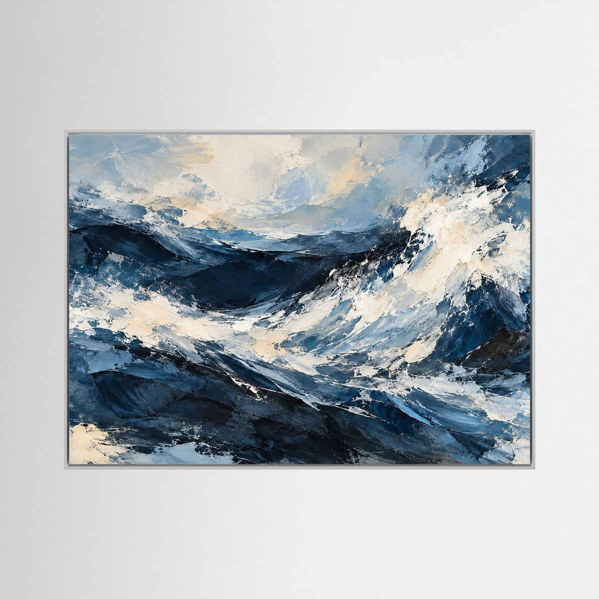 Abstract Ocean — Abstrakcyjne niebieskie fale z grzbietami w odcieniu kości słoniowej