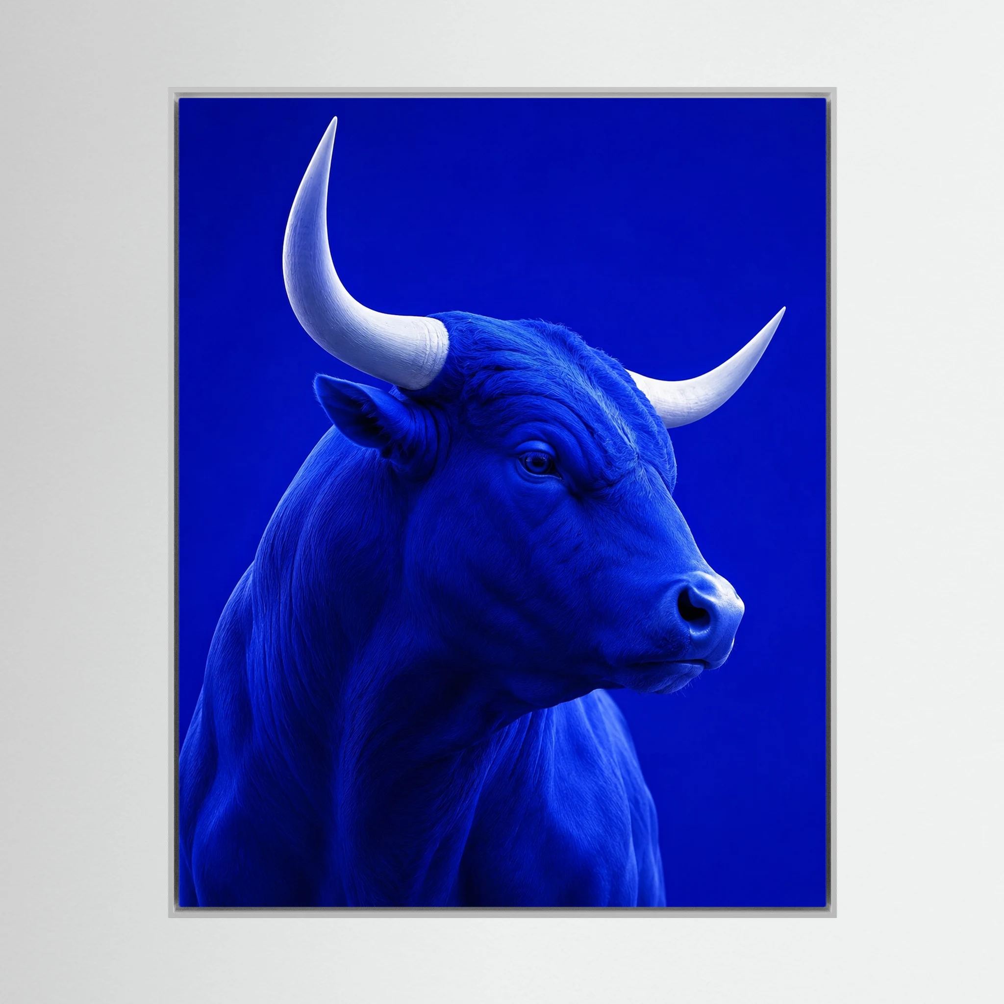 Monochrome Blue Bull Portrait