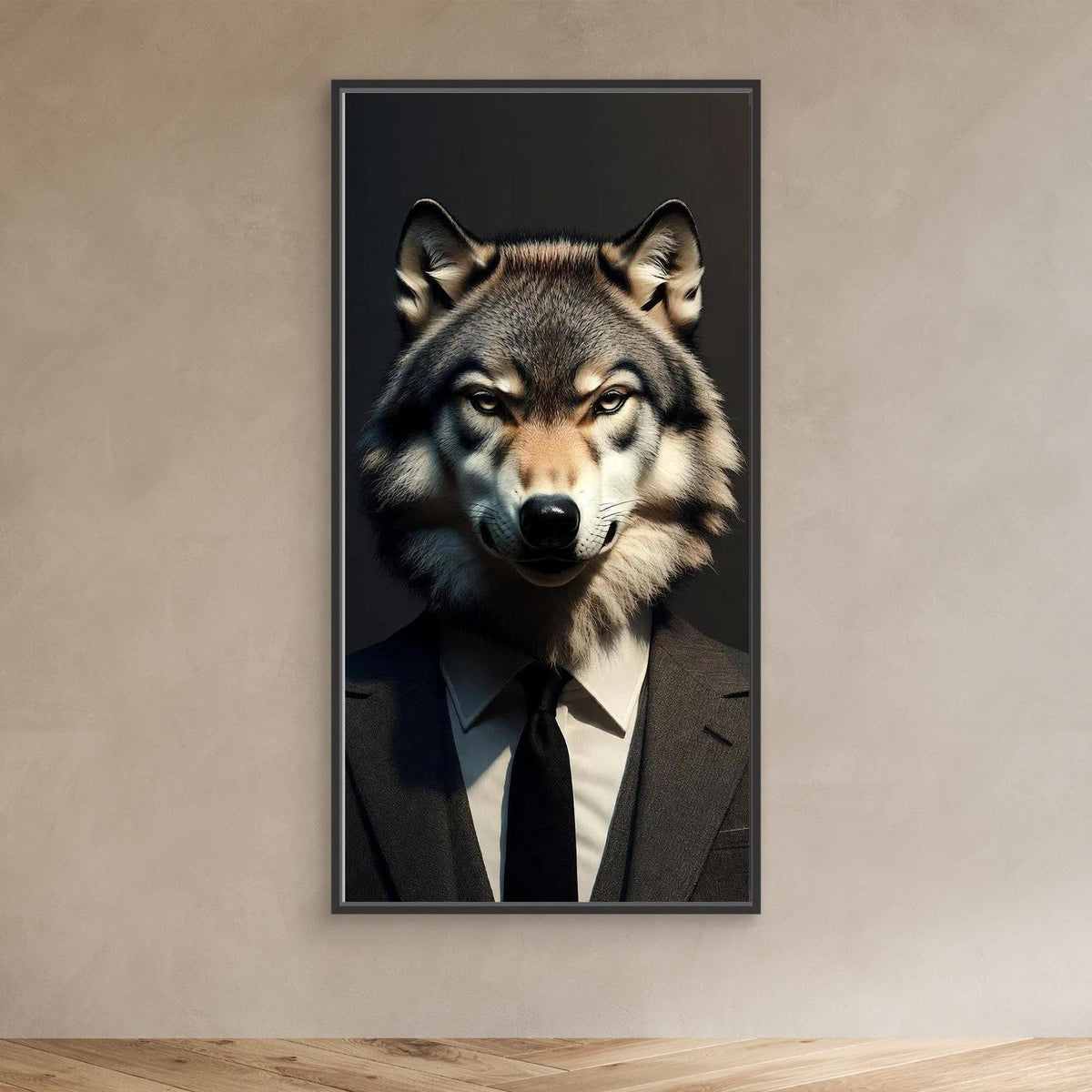Alpha Executive – Realistic Wolf in Suit Wall Art