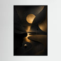 Noir Links luxury golf art with sculptural black and gold abstract forms inspired by the course