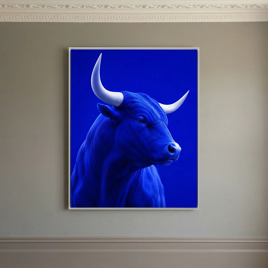 Monochrome Blue Bull Portrait