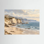 Neutral Coastal — Helle Küstenklippen über einem Sandstrand und sanft blauem Meer
