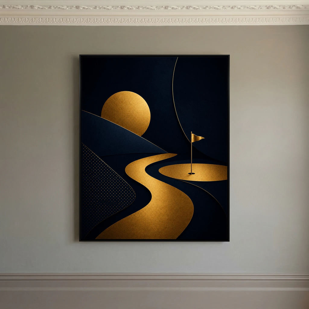 Golden Ribbon modern golf art from the Mens Wall Co. golf collection