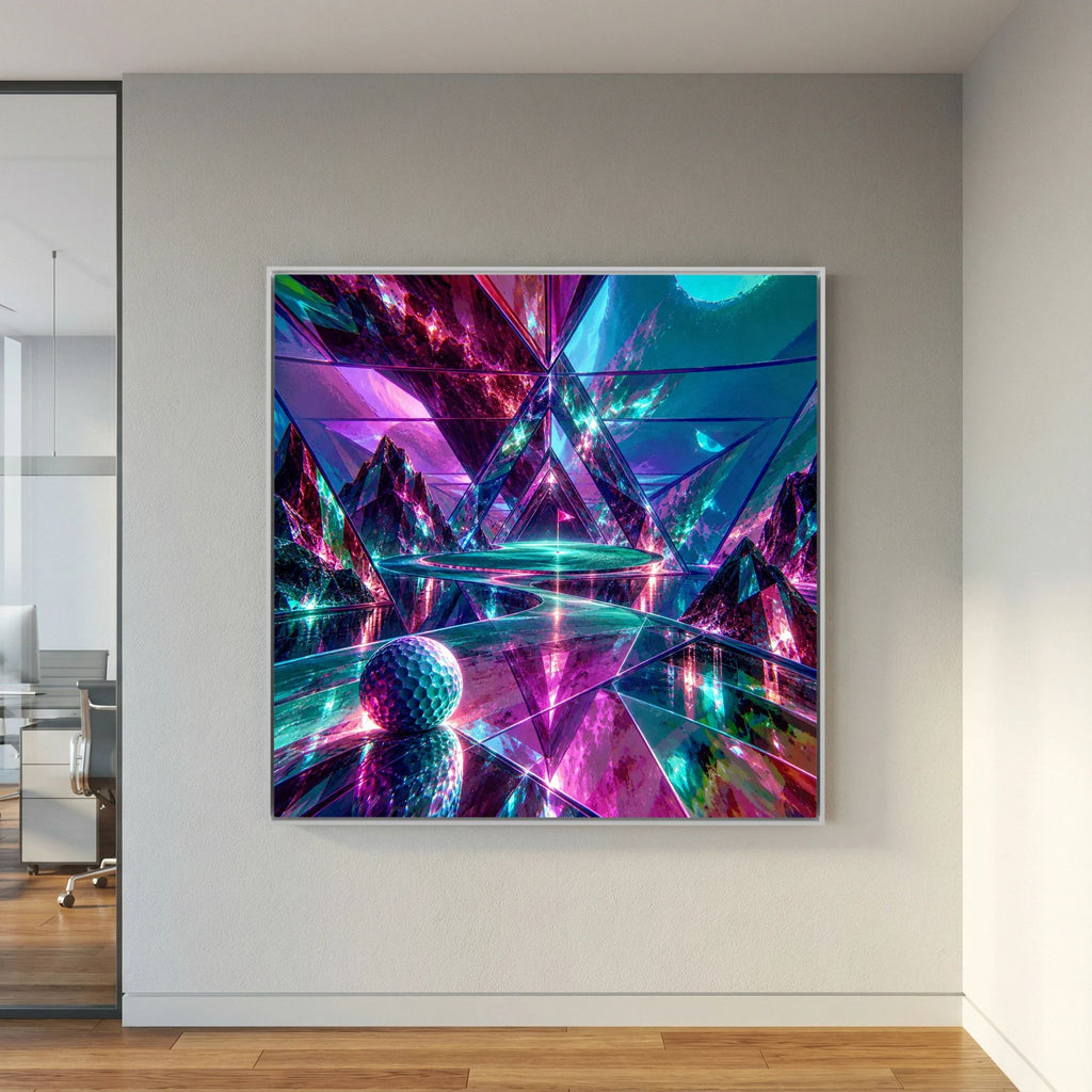 Neon Gateway abstract golf wall art from the Mens Wall Co. golf collection