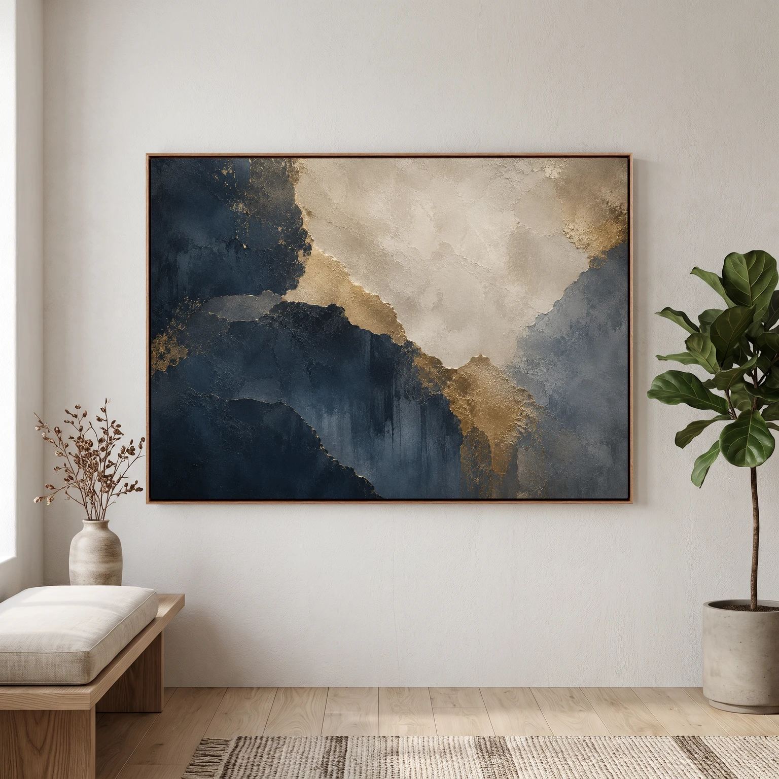Sapphire Reign – Luxury Blue & Gold Abstract Wall Art | Mens Wall Co.