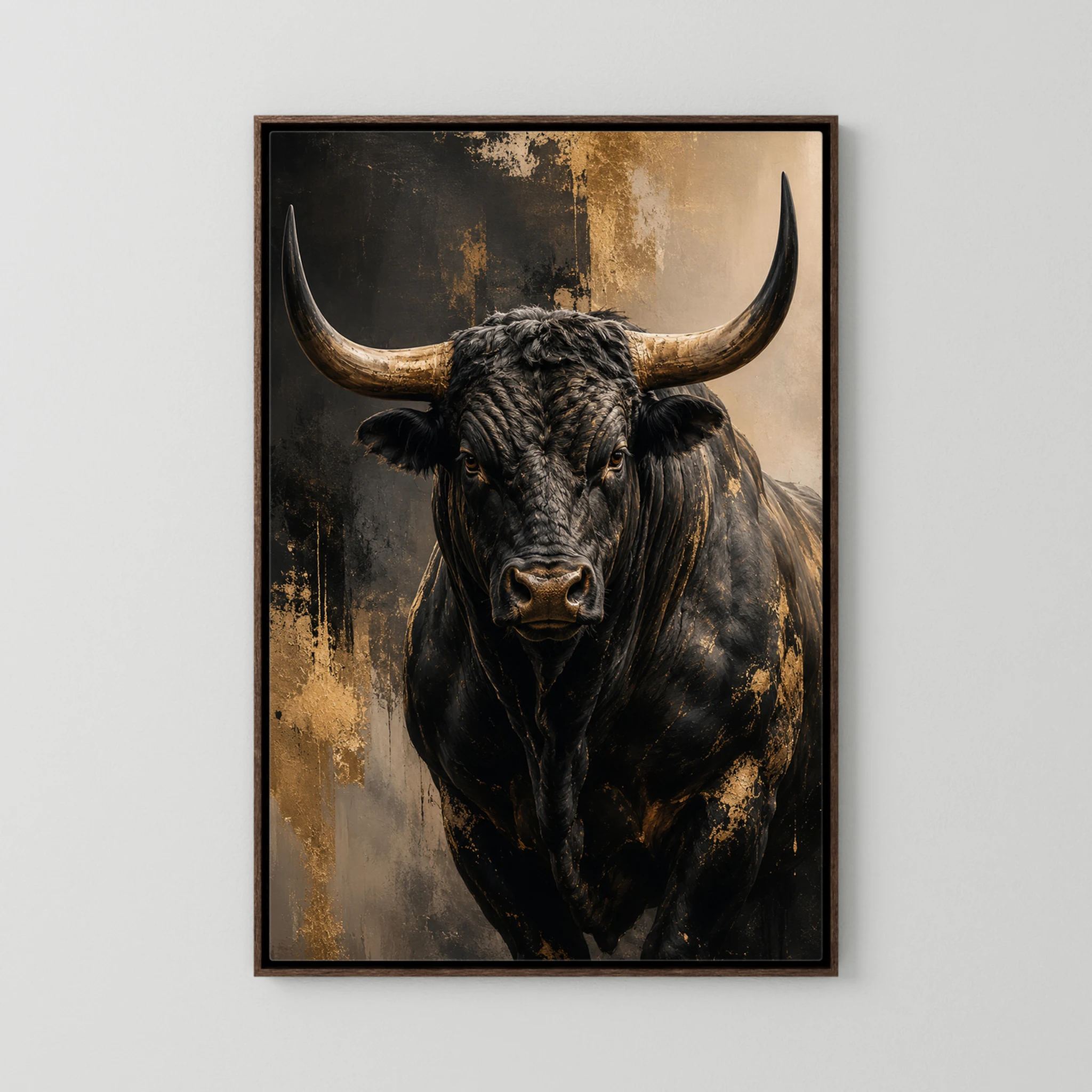 Golden-Horned Black Bull Portrait