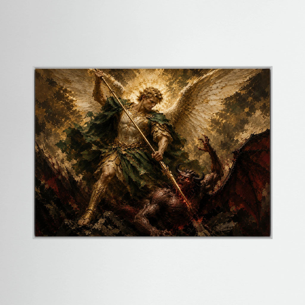 Cast Down – Archangel Michael Defeating Lucifer Painting Canvas