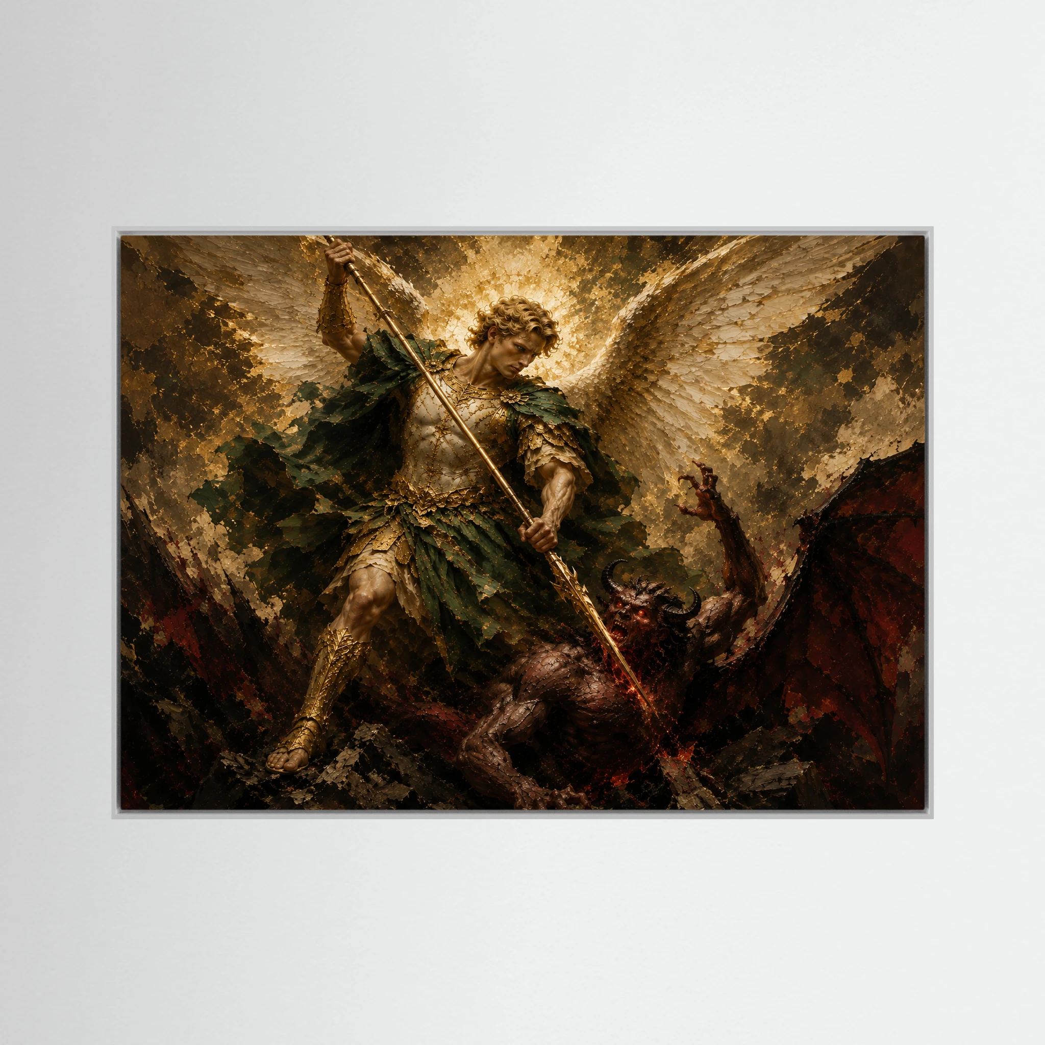 Cast Down – Archangel Michael Defeating Lucifer Painting Canvas