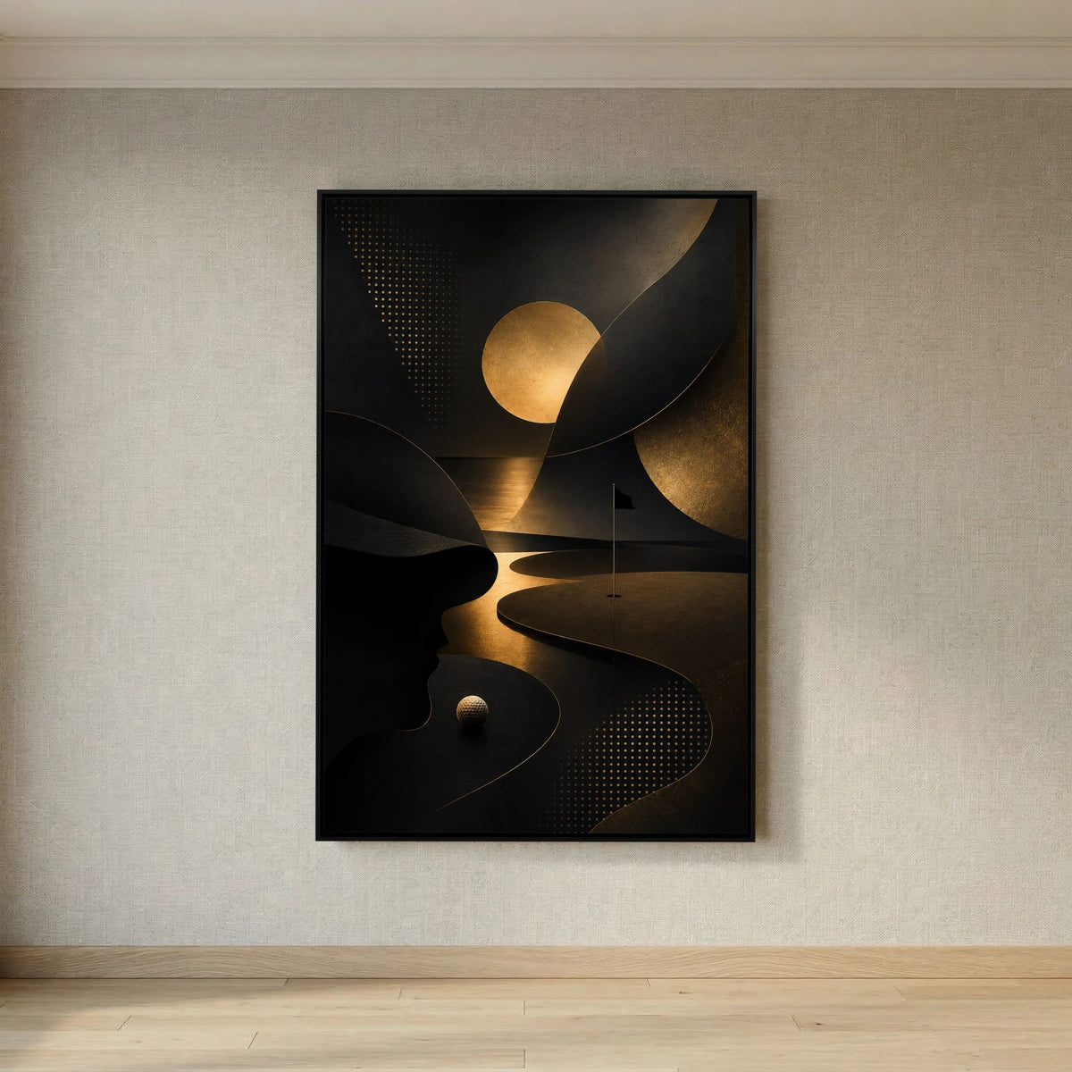 Noir Links luxury golf art framed canvas in black frame