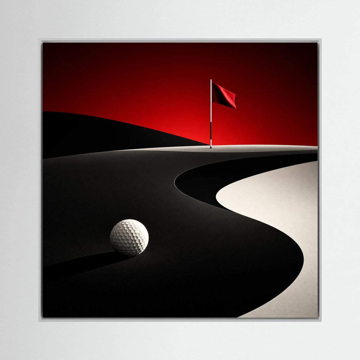 Crimson Dunes golf course painting framed canvas in black frame