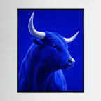 Ritratto monocromatico blu di toro