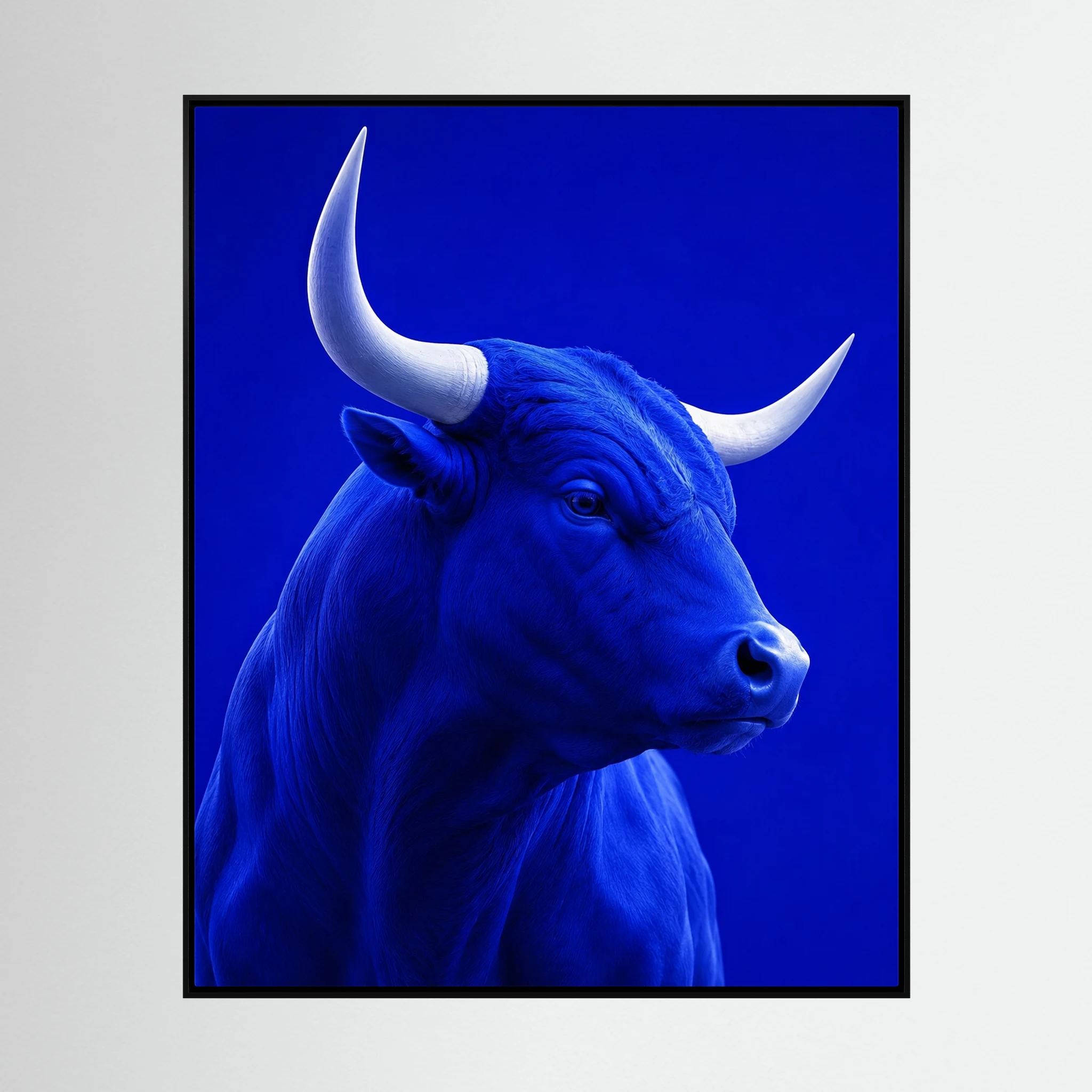 Monochrome Blue Bull Portrait