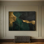 Emerald Dominion – Lüks Zümrüt Yeşili ve Altın Soyut Duvar Sanatı | Mens Wall Co.