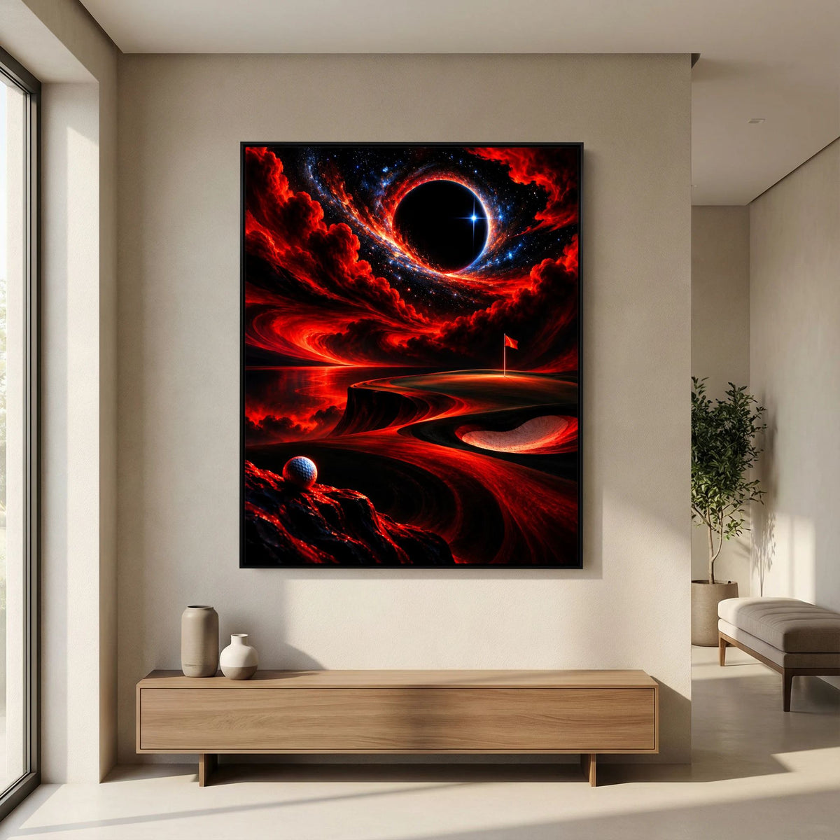 Cosmic Eclipse abstract golf art from the Mens Wall Co. golf collection