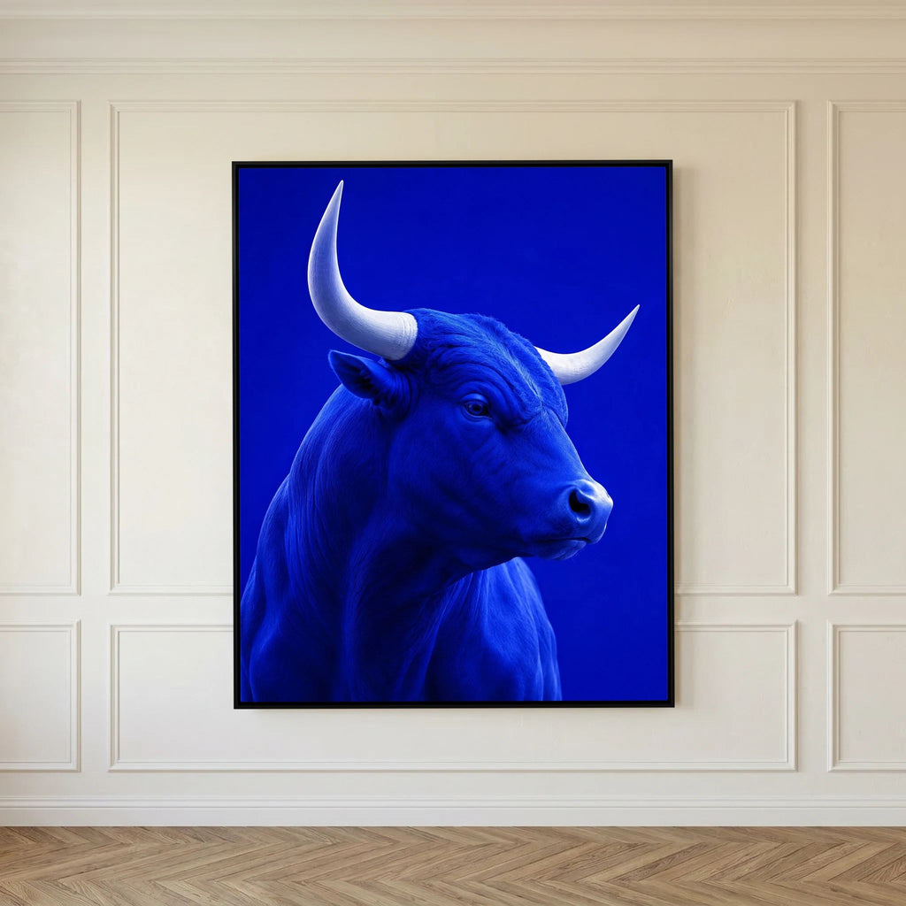 Monochrome Blue Bull Portrait