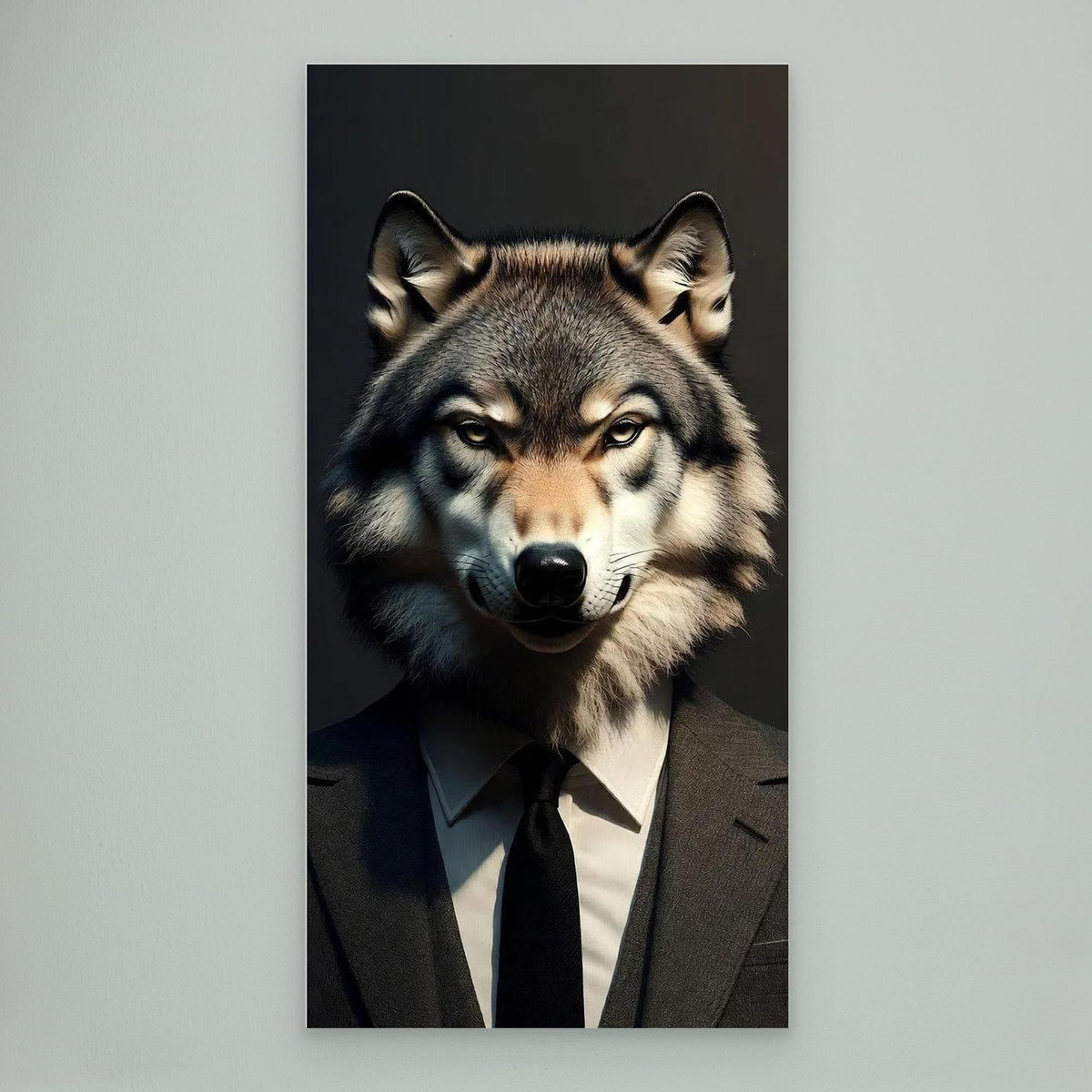 Alpha Executive – Realistic Wolf in Suit Wall Art