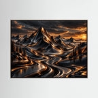 Golden Descent – Dipinto di tramonto in montagna
