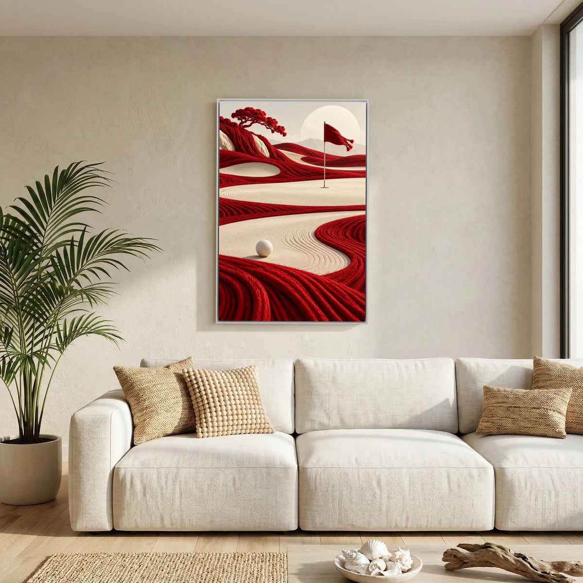 Crimson Course surreal golf art from the Mens Wall Co. golf collection