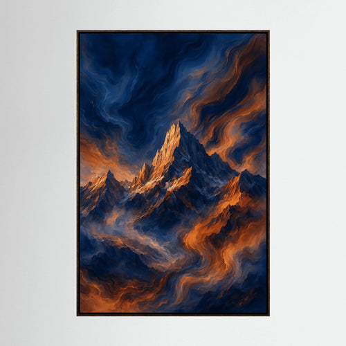 Burning Summit – Abstract Mountain Painting