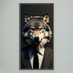 Alpha Executive – Quadro realistico di un lupo in abito