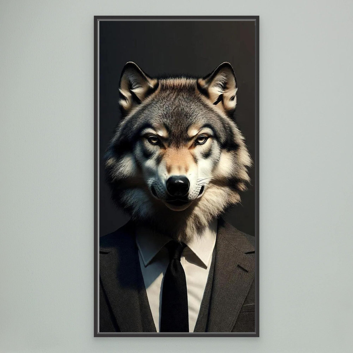 Alpha Executive – Quadro realistico di un lupo in abito