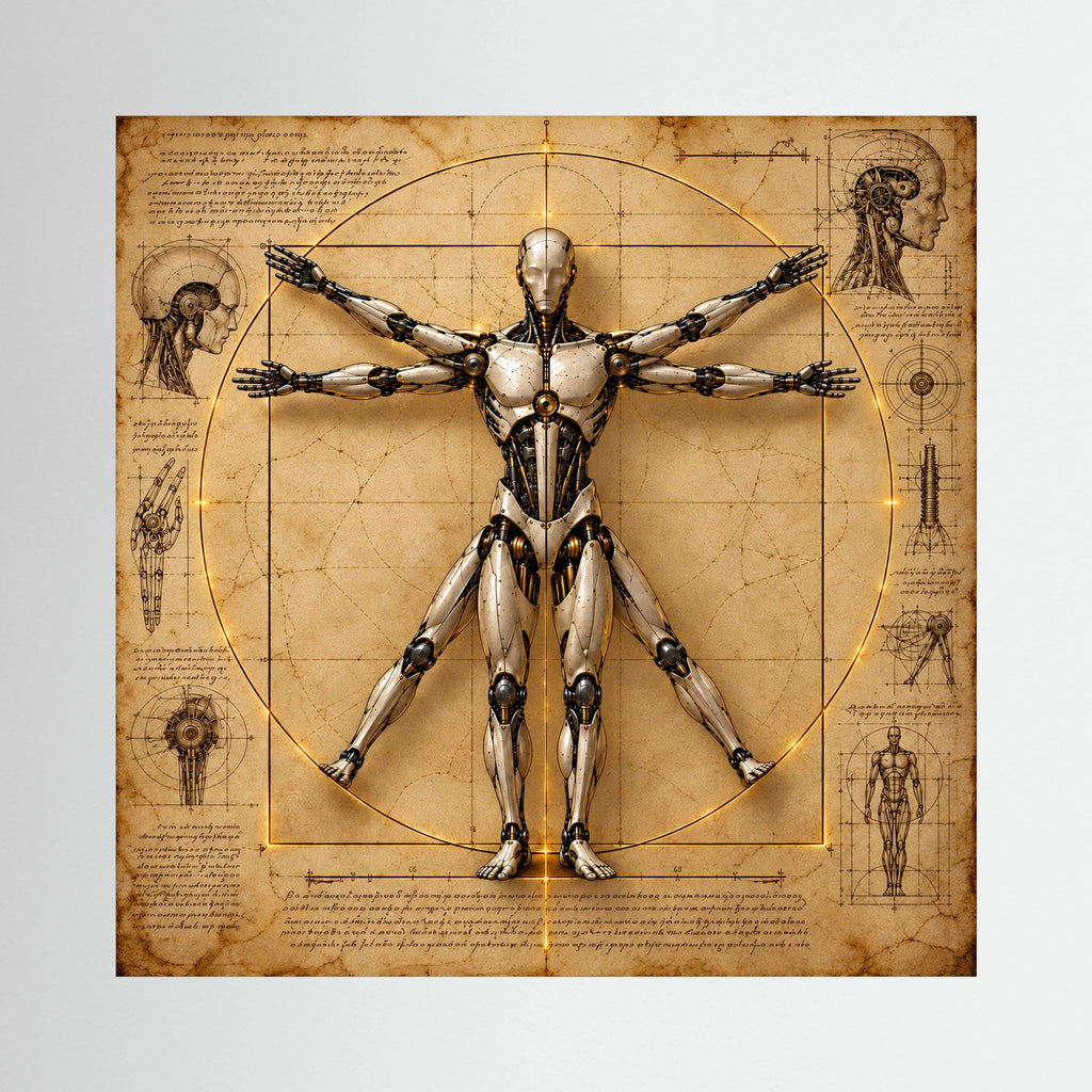 The Measure of Tomorrow — Quadro di robot ispirato a Da Vinci