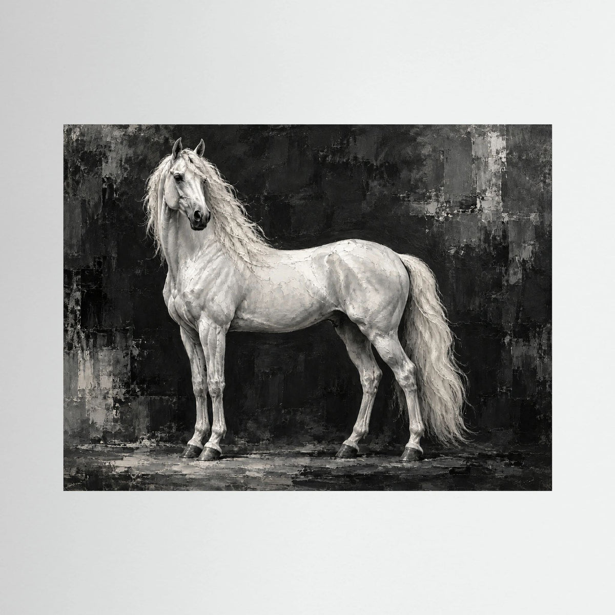 The White Standard — czarno-biały obraz konia