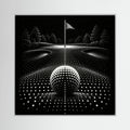 Dotted Fairway minimalist golf art framed canvas in black frame