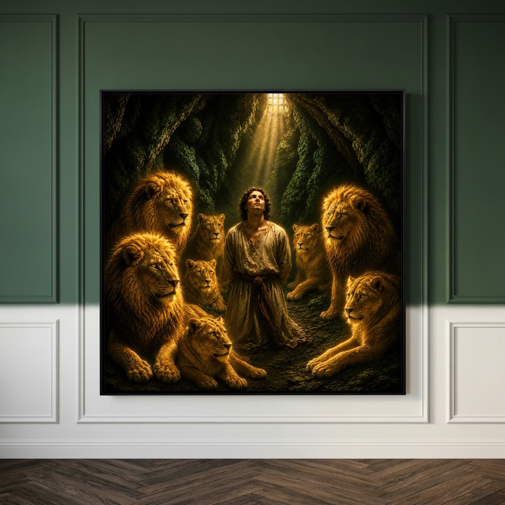 Unshaken – Daniel in the Lions’ Den Raphael Style Painting Canvas