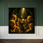Unshaken – Tela di Daniele nella fossa dei leoni in stile Raffaello