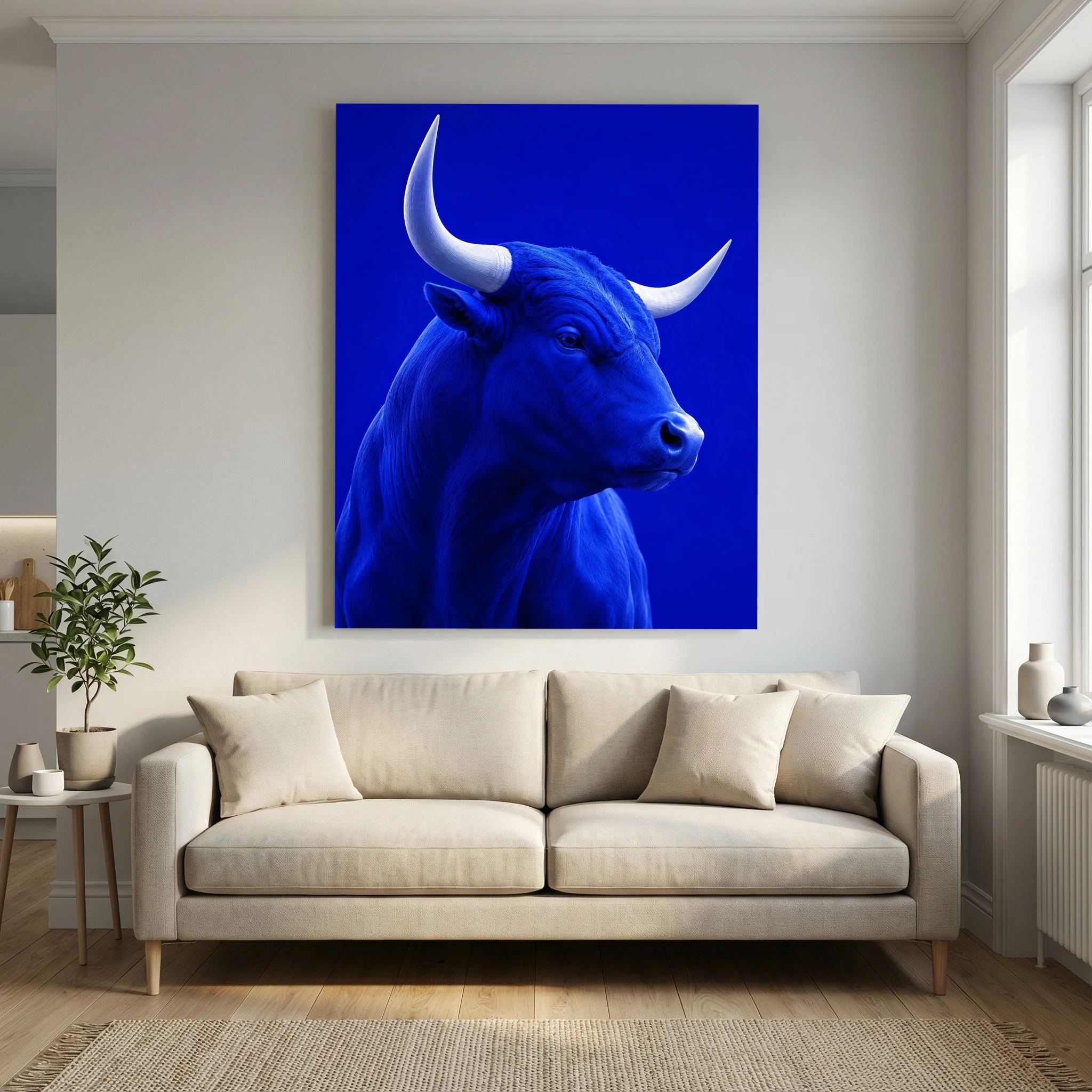 Monochrome Blue Bull Portrait