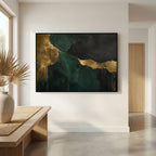 Emerald Dominion – Lüks Zümrüt Yeşili ve Altın Soyut Duvar Sanatı | Mens Wall Co.
