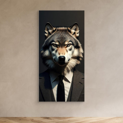 Alpha Executive – Realistic Wolf in Suit Wall Art