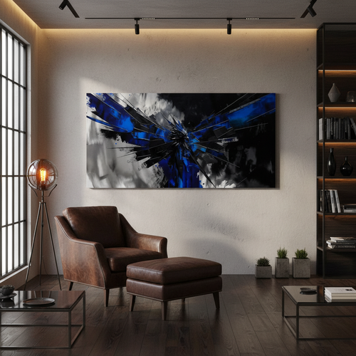 Blue Phoenix Breakthrough – Abstract Wall Art for Men