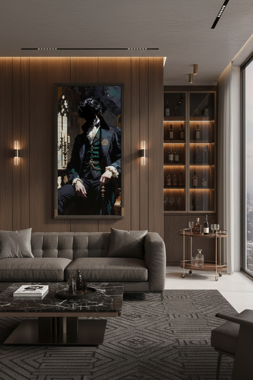 Peinture Dracula – Portrait gothique assis