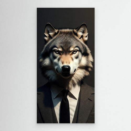 Alpha Executive – Realistic Wolf in Suit Wall Art